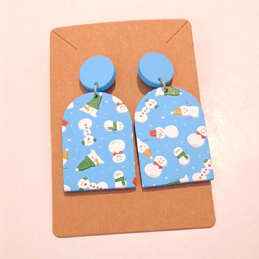 Fashion Jewelry Blue Snowman Earrings